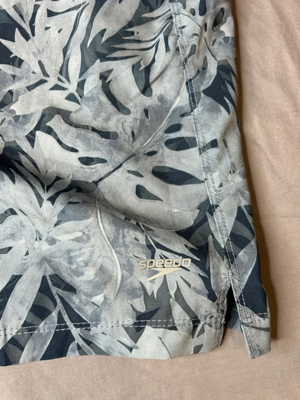 Speedo Navy and‎ Light Blue Tropical Print Swim Shorts with 2 in 1 Liner
